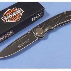 Personalized HARLEY DAVIDSON Pocket Knife Motorcycle Bikes Biker Groomsmen Gift for Him Dad Men Husband Boyfriend Grandpa Birthday Christmas