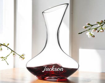 Personalized Glass Wine Decanter Bottle Custom Engraved Barware Glassware Wedding Birthday Anniversary Gift for Her Him Mom Dad Mothers Day