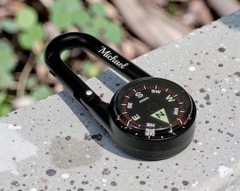 Personalized Coghlan’s Outdoor Compass Carabiner Camping Hiking Hunting Birthday Gifts for Him Men Dad Boyfriend Son Scout Custom Engraved