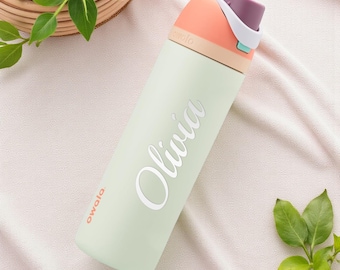 Personalized Owala Water Bottle FreeSip Handmade Bridesmaid Birthday Gift for Her Mom Women Graduation Teacher 24oz Custom Engraved