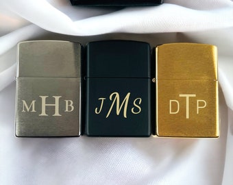 Personalized ZIPPO LIGHTERS for Men Custom Engraved Groomsmen Gifts for Him Dad Boyfriend Husband Wedding Birthday Anniversary Fathers Day