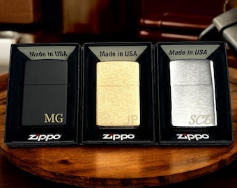 Personalized ZIPPO LIGHTERS for Men Custom Engraved Groomsmen Gifts for Him Dad Boyfriend Husband Wedding Birthday Anniversary Fathers Day