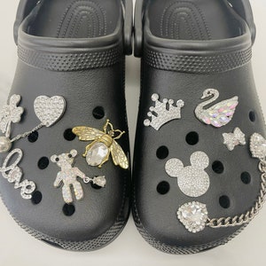 Shoe Charms Set of 10 with Chain,Bling Bear Charms Bee Heart Shoe Charm Accessories  For Clog,Shoe Decoration Gift for Girl Women