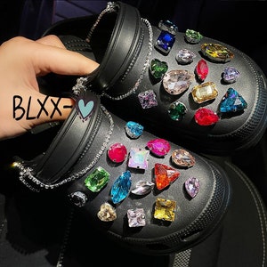 Rhinestone Clog Charms 28pcs Set, Mixed Color Sparkling Diamond Charms Shoe Accessories Clogs Decoration Girls Women Gift