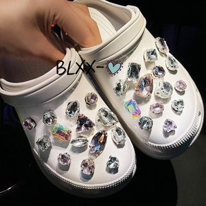 Rhinestone Clog Charms Set of 28, White & Pink Bling Diamond Charms Shoe Charm Accessories For Clog Decoration Gift for Girl Women