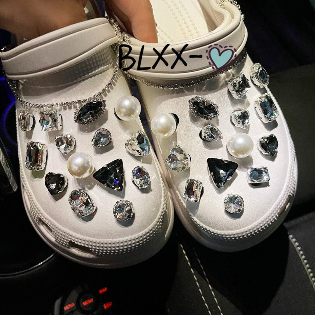 Luxury Clog Charms Set of 30 With Chain Bling Rhinestone Etsy