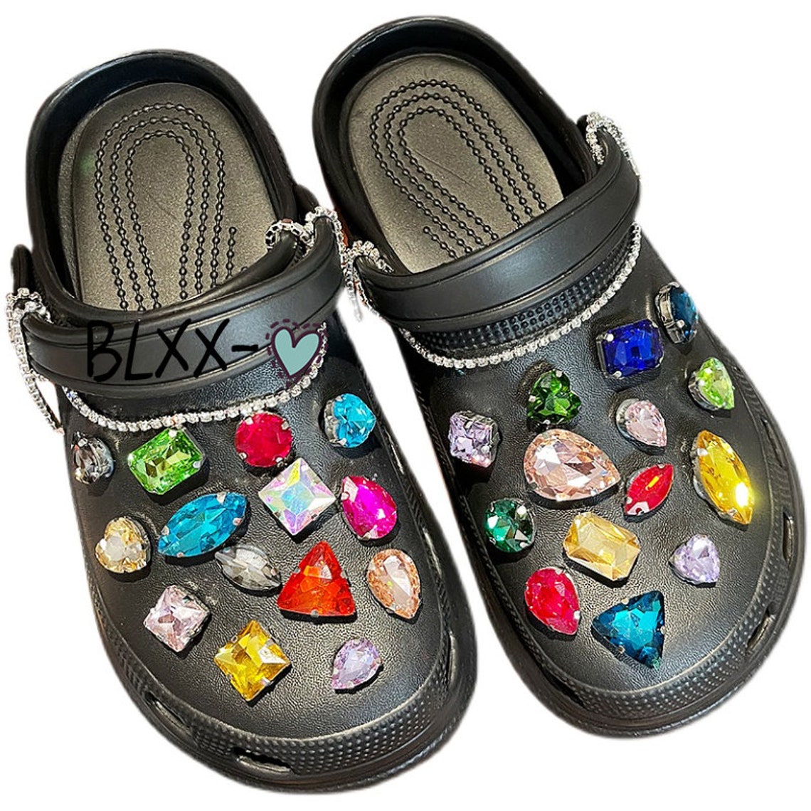 Rhinestone Clog Charms Set of 28 With Strap Chain Mixcolor Etsy