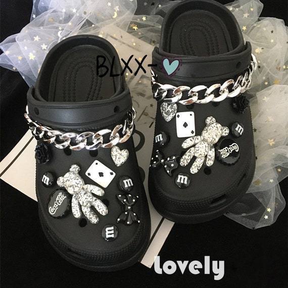 20 Pcs Shoe Charms Bling Crown Bear Chain Set 63229 