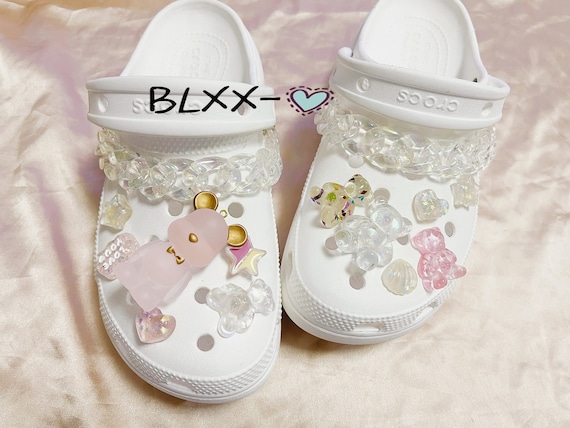 Flower Shoes Charms For Girls & Women, Shoe Charms For Croc Bling Shoe  Decoration With Chains For Clog Sandals Kawaii Shoe Accessories