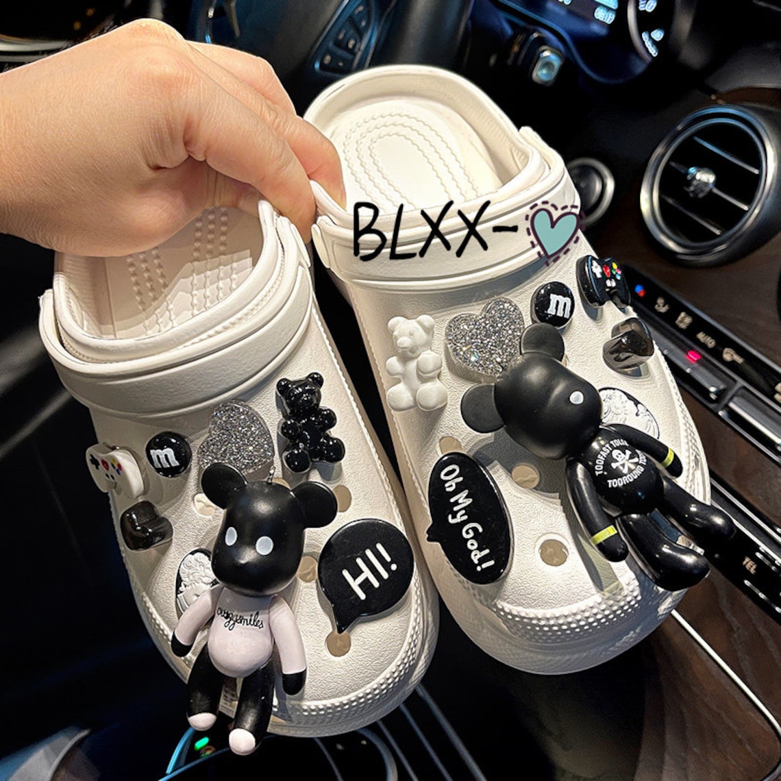 Croc Charms Giant Teddy Bear Cute Glitter Bear Clog Etsy