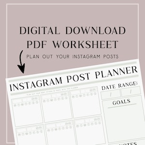 Instagram Post Planner PDF Worksheet image 1