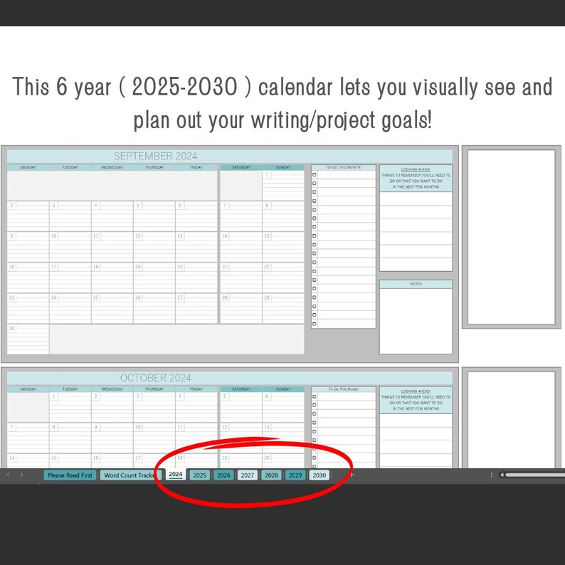 6-year Calendar (2025-2030): Visually Plan Out Your Writing/work ...