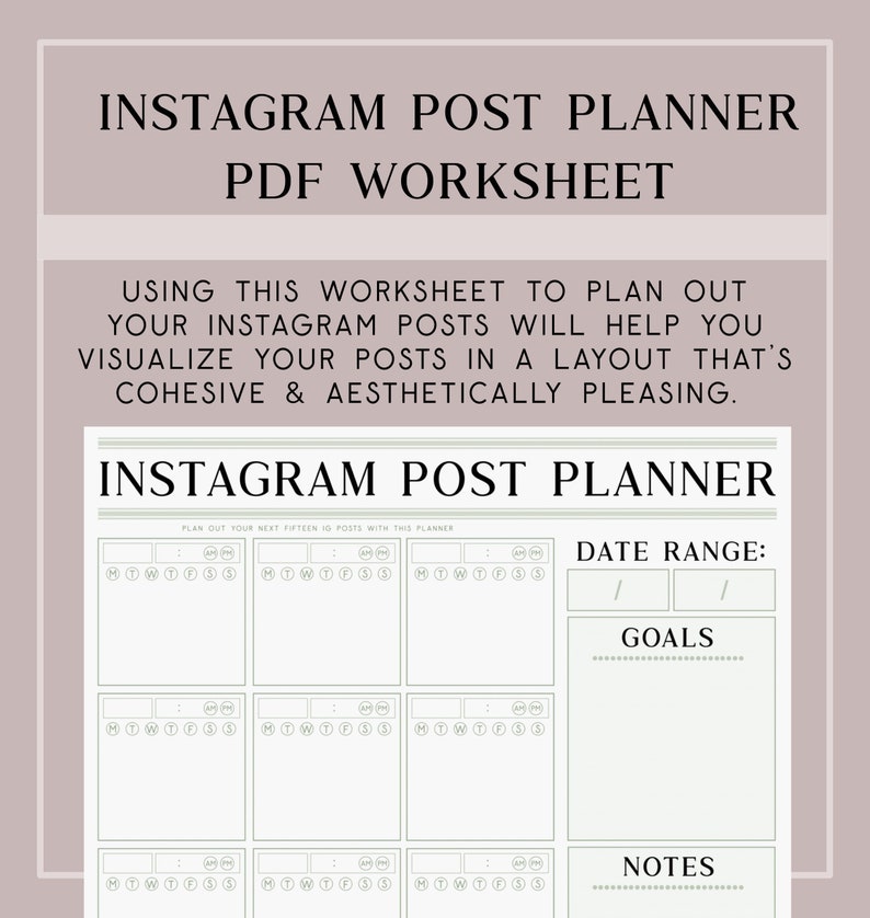 Instagram Post Planner PDF Worksheet image 3