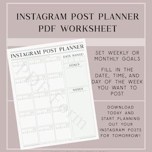 Instagram Post Planner PDF Worksheet image 2