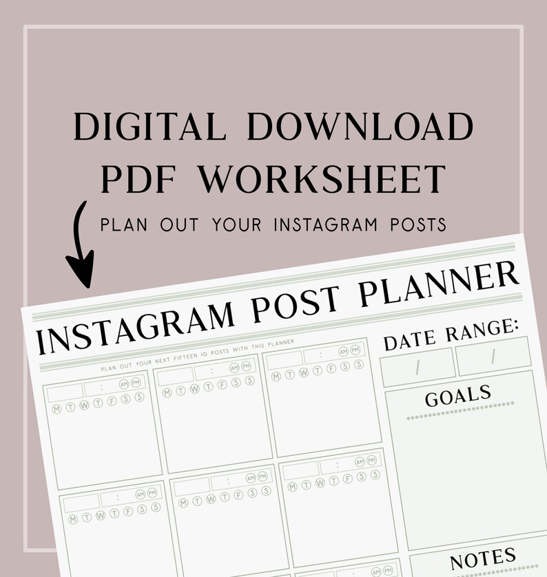 Instagram Post Planner PDF Worksheet image 1