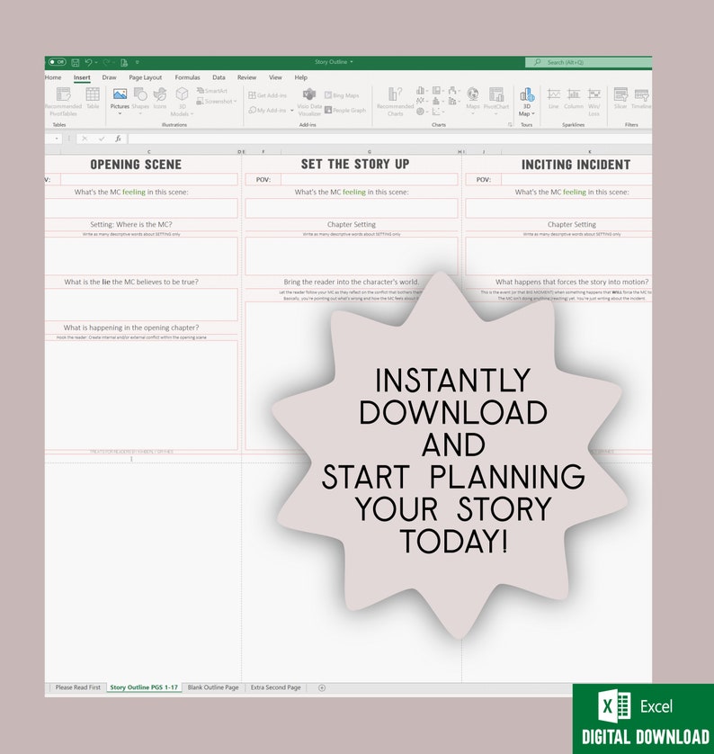 Excel 17 Scene Story Outline Worksheets image 3