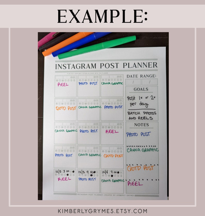 Instagram Post Planner PDF Worksheet image 4