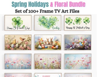 Spring Holidays & Floral Frame TV Art Bundle, St. Patrick's Day, Easter, Spring Flowers, Samsung Frame TV Art Set, Spring Floral Collection