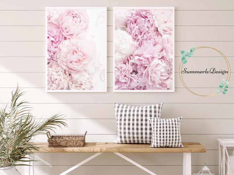 Peony Wall Art Set of 3 Prints, Pink Flower Prints 3 Piece Wall Art ...