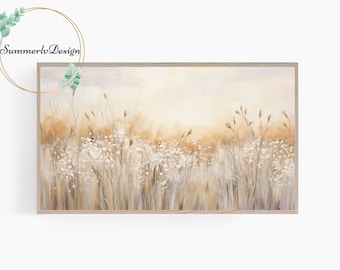 Frame TV Art Fall, Autumn Wildflowers Landscape, Vintage Frame TV Art, Neutral, Cottagecore Fall Decor, Samsung Frame TV Art, Autumn Decor