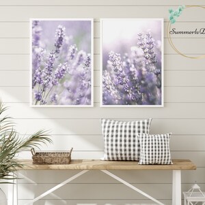 Conjunto de arte mural de lavanda de 2 grabados, conjunto de estampado de flores silvestres púrpuras de 2, arte imprimible de la pared de flores botánicas / DESCARGA DIGITAL imagen 2