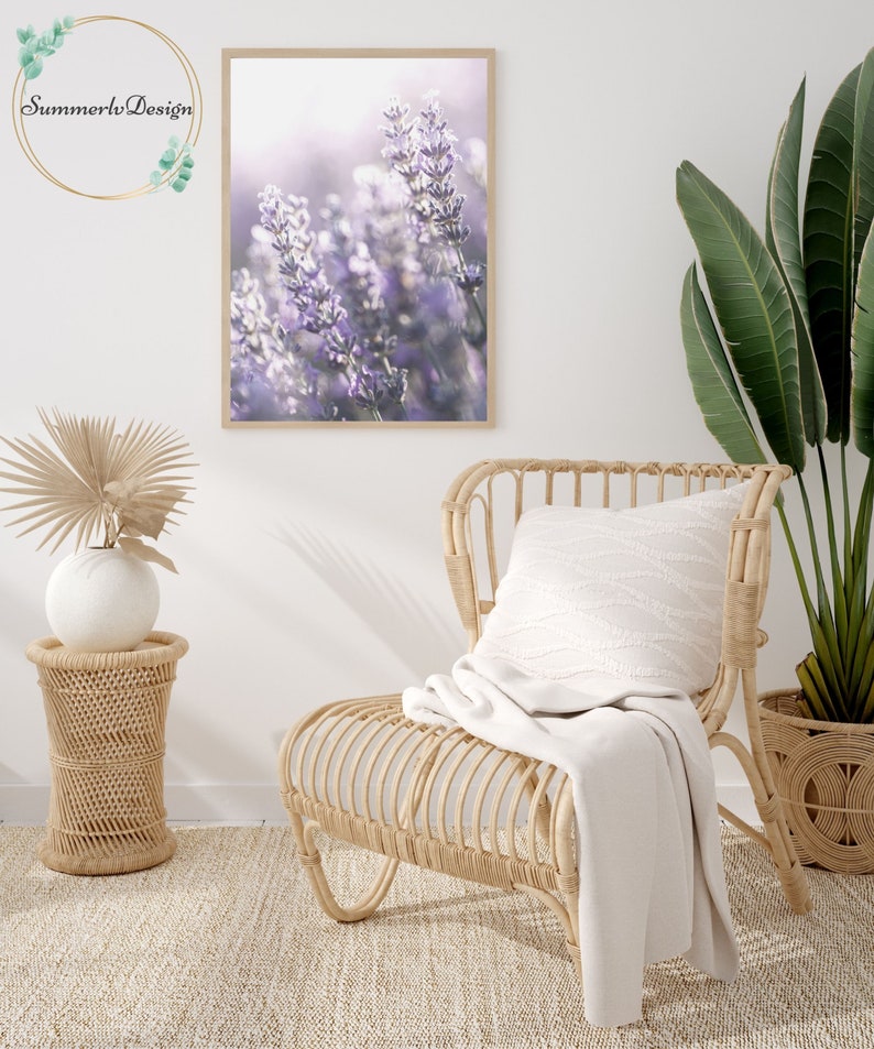 Conjunto de arte mural de lavanda de 2 grabados, conjunto de estampado de flores silvestres púrpuras de 2, arte imprimible de la pared de flores botánicas / DESCARGA DIGITAL imagen 7