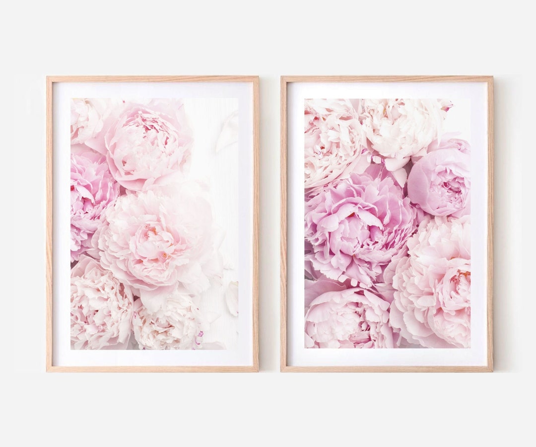 Peony Wall Art Set of 2 Prints, Pink Flower Prints 2 Piece Wall Art ...