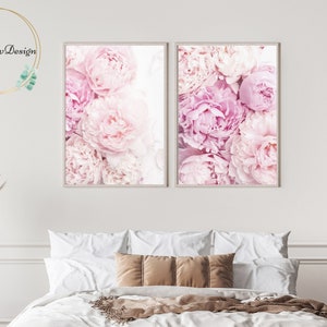 Peony Wall Art Set of 3 Prints, Pink Flower Prints 3 Piece Wall Art ...