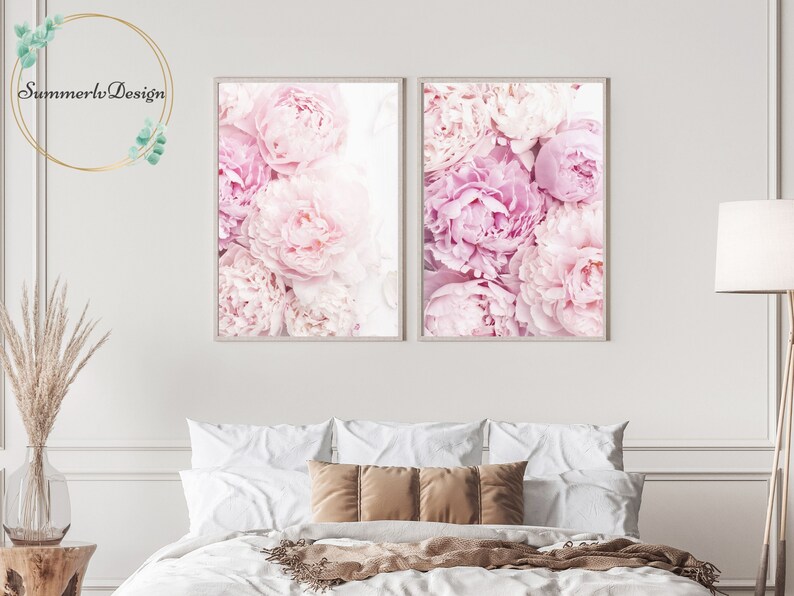 Peony Wall Art Set of 3 Prints, Pink Flower Prints 3 Piece Wall Art ...