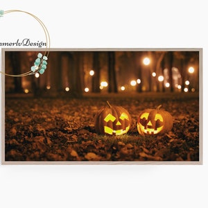 Samsung Frame TV Art Halloween, Frame TV Art Halloween, Jack O&#39;Lantern Frame TV Artwork, frame tv art fall decor pumpkin lantern