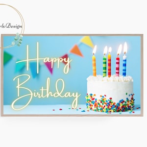 Samsung Frame TV Art Birthday, Frame TV Art Happy Birthday Cake, Samsung Art TV Birthday Party, Digital Download for Samsung Frame