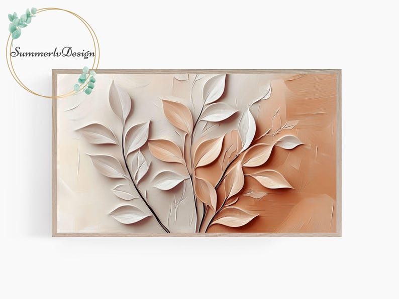 Frame TV Art 3D Fall Painting, Autumn Leaves 3D Modern Painting