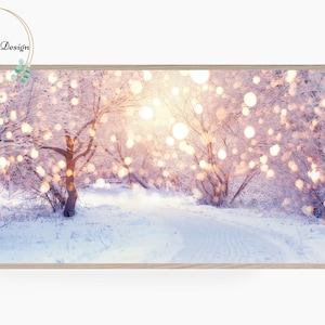 Samsung Frame TV Art, Winter Decor, Frame TV Art, Winter Landscape, Snowy Lights, Digital Art for Frame TV, Holiday Decor