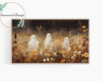 Halloween Frame TV Art, Vintage Halloween Ghost TV Art, Spooky Halloween, Samsung Frame TV Art, Neutral, Fall Decor, Vintage Landscape Art