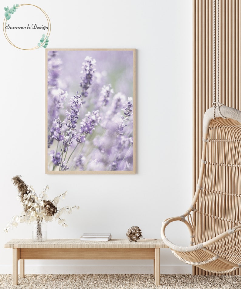 Conjunto de arte mural de lavanda de 2 grabados, conjunto de estampado de flores silvestres púrpuras de 2, arte imprimible de la pared de flores botánicas / DESCARGA DIGITAL imagen 6