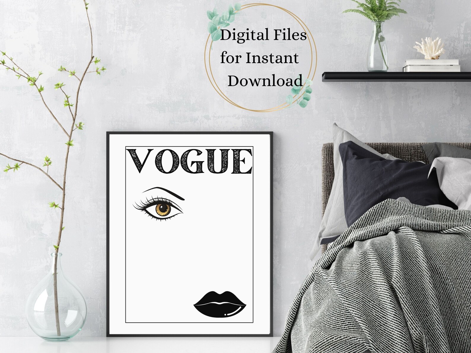 Vogue wall art printable vogue poster in black and white Etsy