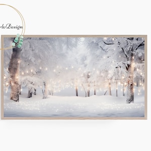 Winter Wonderland Frame TV Art, Christmas Samsung Frame TV Art, Winter Forest, Dreamy Snowy Landscape, Holiday Decor