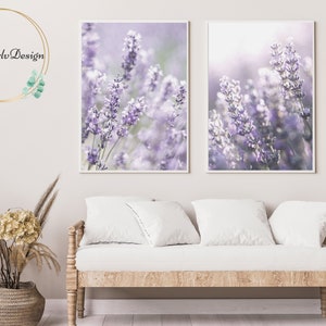 Conjunto de arte mural de lavanda de 2 grabados, conjunto de estampado de flores silvestres púrpuras de 2, arte imprimible de la pared de flores botánicas / DESCARGA DIGITAL imagen 3