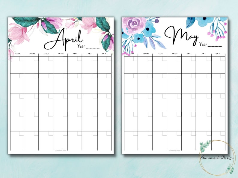 Undated Floral Monthly Planner Printable 2022 Perpetual - Etsy