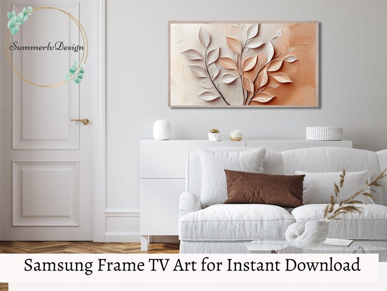Frame TV Art 3D Fall Painting, Autumn Leaves 3D Modern Painting