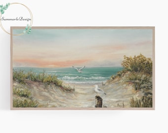 Samsung Frame TV Art Ocean Landscape Painting, Frame TV Art Beach, Seascape Samsung TV Art, Digital Download