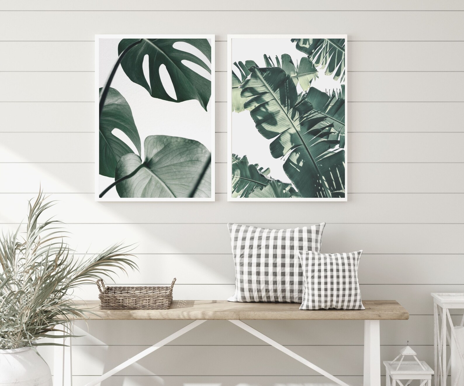 Tropical Leaf Wall Art Set of 2 Prints Botanical Wall Art Etsy