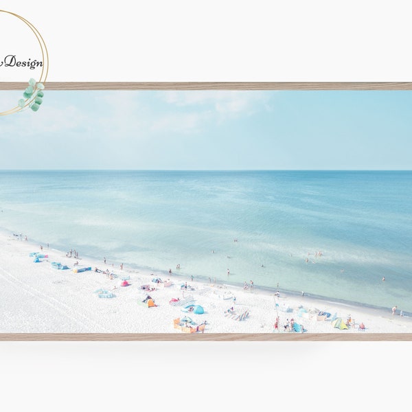 Samsung Frame TV Art, Summer Beach, Pastel Ocean, Seascape Frame TV Art, Aerial Beach View, Coastal TV Art, Digital Download