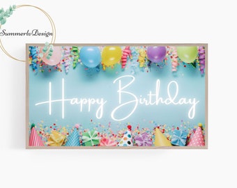 Samsung Frame TV Art Birthday, Frame TV Art Happy Birthday, Samsung Art TV Birthday Party, Digital Download for Samsung Frame