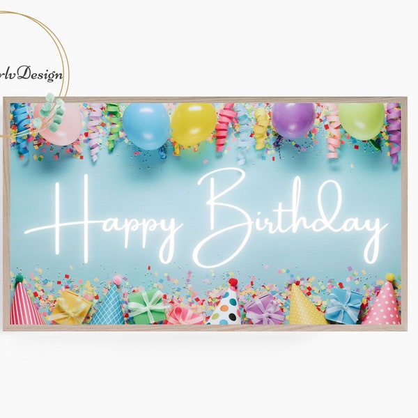 Samsung Frame TV Art Birthday, Frame TV Art Happy Birthday, Samsung Art TV Birthday Party, Digital Download for Samsung Frame