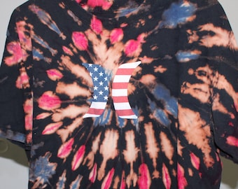 Hurley USA T-Shirt (Hand Bleached & Dyed) [Size: L]