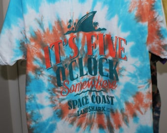 Land Shark 5 O'clock Somewhere Space Coast T-Shirt (Hand Bleached & Dyed) [Size: M]