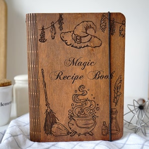 Personalized Recipes Book, Wooden Recipe Book, Birthday Gift for Mom, Recipe journal, Cook Book, Wooden cover notebook, Recipe Book Binder