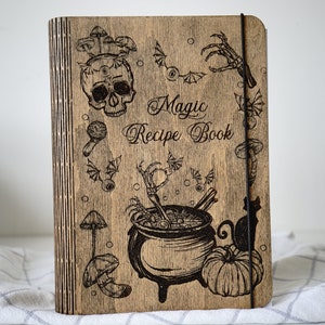 Wooden Recipe Book,Personalized Recipes Book, Recipes Wood Custom Cookbook, Halloween Recipes, Recipe Book Binder, Mothers Day Gift, Magic