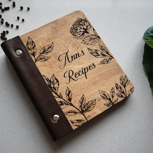 Handmade Leather Recipe Book, Personalized Engraving Name Journal Notebook,  Custom Family Cookbooks,  Anniversary|Birthday|Thanksgiving|Christmas|Mothe